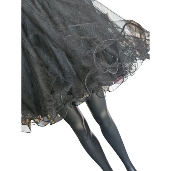 Black/Silver/Gold Embroidered Illusion Full Skirt Party Dress - Mori Lee - Picture 6 of 9